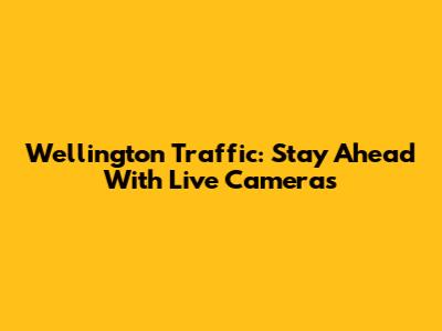 Wellington Traffic: Stay Ahead With Live Cameras