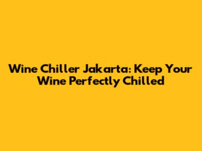 Wine Chiller Jakarta: Keep Your Wine Perfectly Chilled