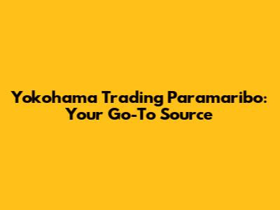 Yokohama Trading Paramaribo: Your Go-To Source