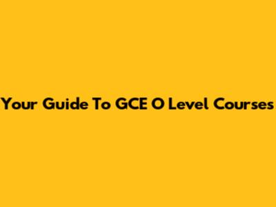 Your Guide To GCE O Level Courses