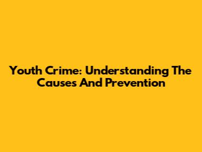 Youth Crime: Understanding The Causes And Prevention