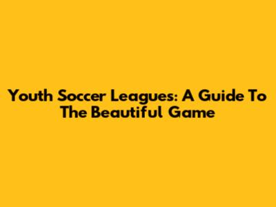 Youth Soccer Leagues: A Guide To The Beautiful Game
