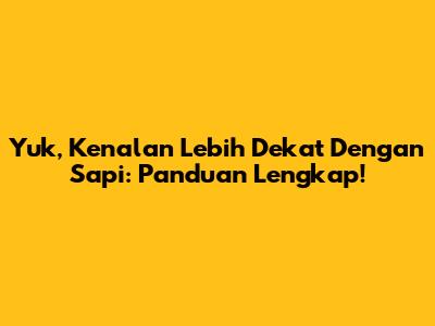 Yuk, Kenalan Lebih Dekat Dengan Sapi: Panduan Lengkap!