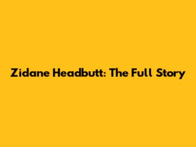 Zidane Headbutt: The Full Story